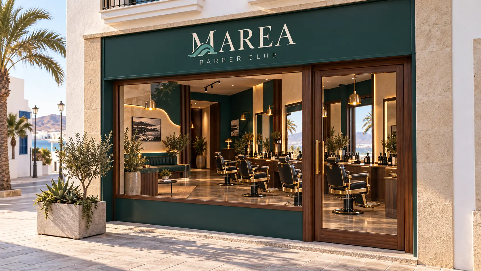 Fachada exterior del salón MAREA Barber Club