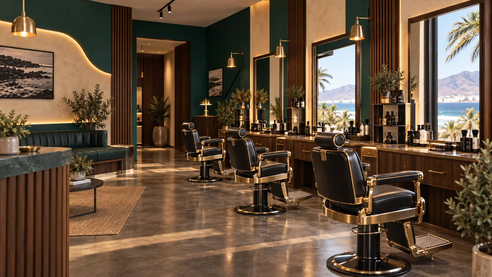 Interior del salón MAREA Barber Club
